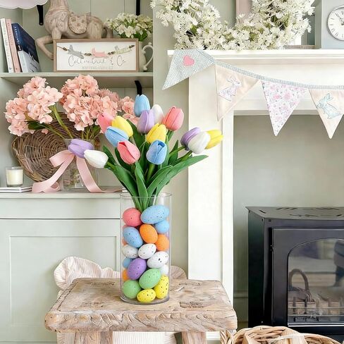 RHN Pastel Speckled Easter Eggs Decor 24 PCS 3 Sizes 8 Colors,Foam Easter Eggs Decoration for Easter Basket Fillers Home Table Setting Spring Party in Saudi Arabia