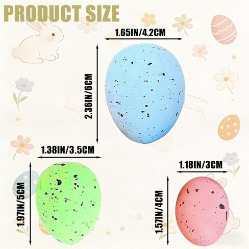 RHN Pastel Speckled Easter Eggs Decor 24 PCS 3 Sizes 8 Colors,Foam Easter Eggs Decoration for Easter Basket Fillers Home Table Setting Spring Party in Saudi Arabia