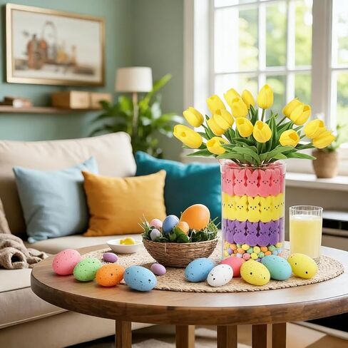 RHN Pastel Speckled Easter Eggs Decor 24 PCS 3 Sizes 8 Colors,Foam Easter Eggs Decoration for Easter Basket Fillers Home Table Setting Spring Party in Saudi Arabia