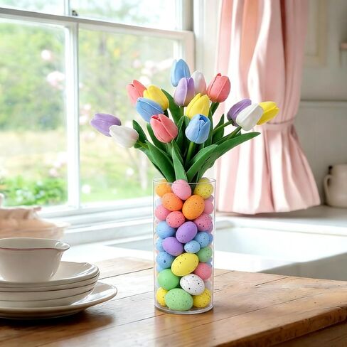 RHN Pastel Speckled Easter Eggs Decor 24 PCS 3 Sizes 8 Colors,Foam Easter Eggs Decoration for Easter Basket Fillers Home Table Setting Spring Party in Saudi Arabia