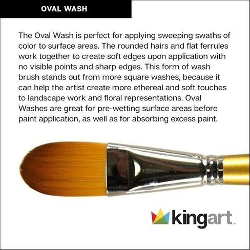 فرشاة فنان من سلسلة KINGART Premium Original Gold 9600-1 بيضاوية مسطحة ووش، شعر صناعي تاكلون ذهبي، مقبض قصير، للأكريليك والألوان المائية والزيت والغواش، مقاس 1 بوصة in Kuwait