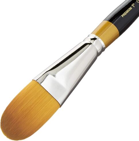 فرشاة فنان من سلسلة KINGART Premium Original Gold 9600-1 بيضاوية مسطحة ووش، شعر صناعي تاكلون ذهبي، مقبض قصير، للأكريليك والألوان المائية والزيت والغواش، مقاس 1 بوصة in Kuwait