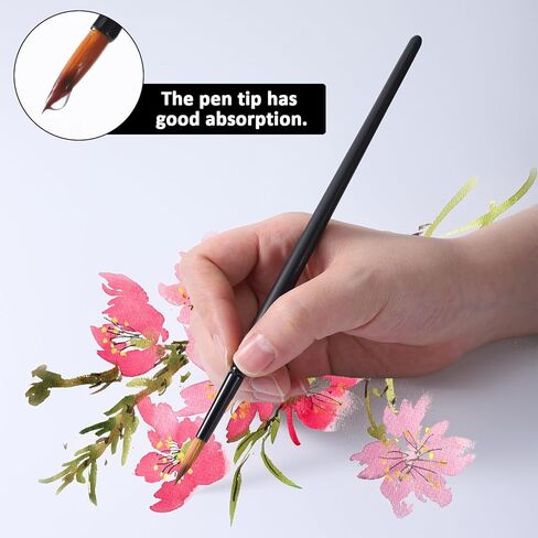 12 قطعة من فرش الطلاء بالألوان المائية للفنانين، مجموعة فرش الألوان المائية الاحترافية، فرش طلاء دائرية بأحجام مختلفة، فرشاة رسم تفصيلية للألوان المائية والأكريليك والحبر والغواش والزيت، أسود in Kuwait