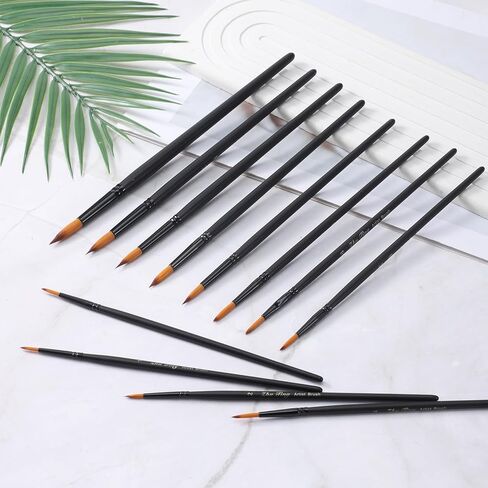 12 قطعة من فرش الطلاء بالألوان المائية للفنانين، مجموعة فرش الألوان المائية الاحترافية، فرش طلاء دائرية بأحجام مختلفة، فرشاة رسم تفصيلية للألوان المائية والأكريليك والحبر والغواش والزيت، أسود in Kuwait