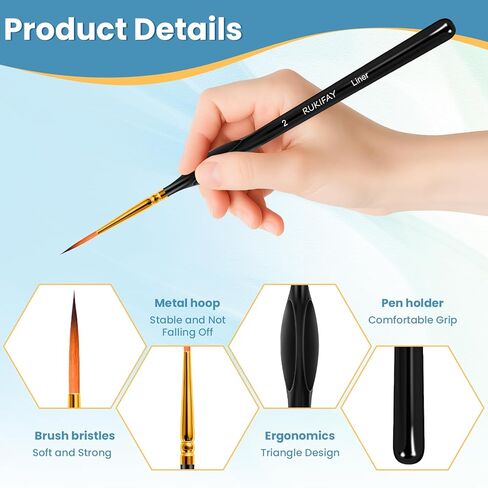 Paint Brushes Set Art Supplies, 11 PCS Miniature Paint Brushes for Acrylic Painting with Triangular Handles, Artist Gifts for Oil, Face Ceramics Model Detailing Watercolor Art Drawing Black in Kuwait