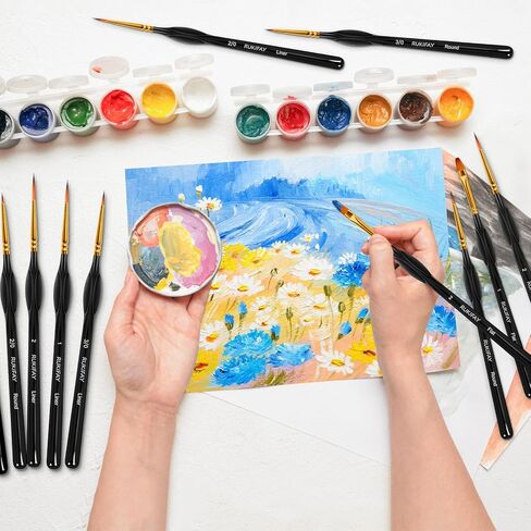 Paint Brushes Set Art Supplies, 11 PCS Miniature Paint Brushes for Acrylic Painting with Triangular Handles, Artist Gifts for Oil, Face Ceramics Model Detailing Watercolor Art Drawing Black in Kuwait
