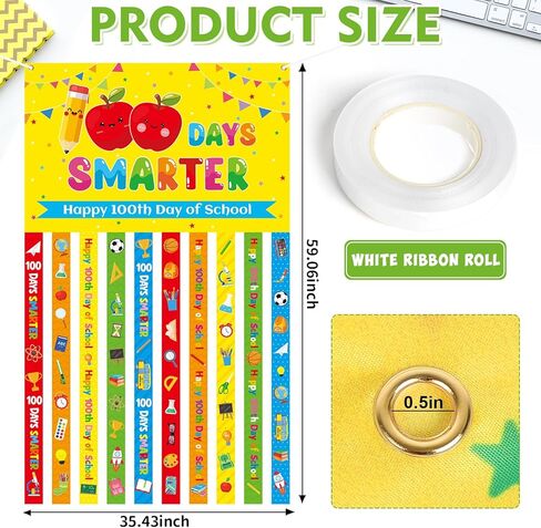 100th Day of School Door Banner Happy 100 Days of School Door Cover Porch Sign Decorations for Kindergarten Preschool Classroom Outdoor Indoor Decor Supplies in Kuwait