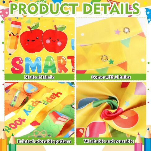 100th Day of School Door Banner Happy 100 Days of School Door Cover Porch Sign Decorations for Kindergarten Preschool Classroom Outdoor Indoor Decor Supplies in Kuwait