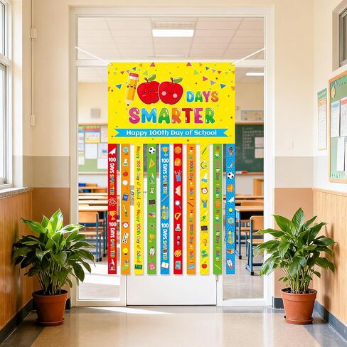 100th Day of School Door Banner Happy 100 Days of School Door Cover Porch Sign Decorations for Kindergarten Preschool Classroom Outdoor Indoor Decor Supplies in Kuwait