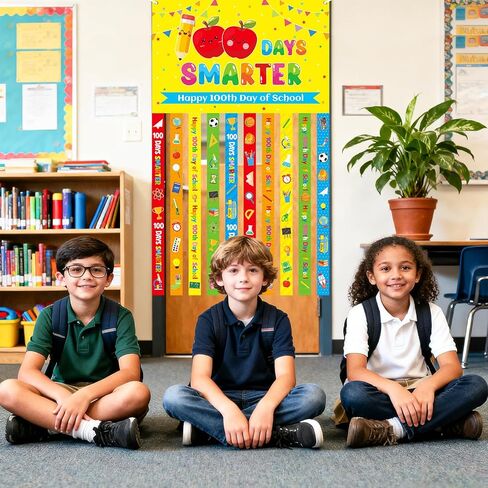 100th Day of School Door Banner Happy 100 Days of School Door Cover Porch Sign Decorations for Kindergarten Preschool Classroom Outdoor Indoor Decor Supplies in Kuwait