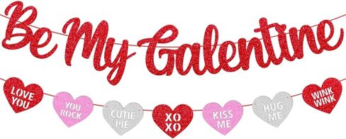 Be My Galentine Banner Happy Galentine’s Day Decoration Celebrate Girl Female Friendship Valentine Party Decor Glitter Red and Pink Valentine‘s Day Decoration in Kuwait