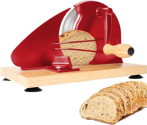 Manual Bread Slicer for Homemade Bread,Even Slicing Thickness-Adjustable Slices,Sourdough Slicer with Scale Lines&SuperStrong SuctionCup Fixation (Red-Guide) in Kuwait