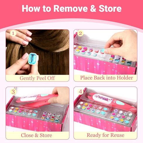 DreUPre Hair Gem Stamper Kit – Reusable Hair Bedazzler with Bling Hair Gems, Easy Press-On Hair Rhinestones for Girls, Kids & Teens, Fun DIY Gift for Parties & Holidays (Pink) in Saudi Arabia