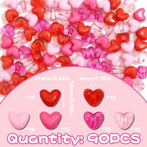 90PCS Heart Braids Beads Cute Loc Jewelry for Kids Girls Pink Red Heart Shape Pony Bead Lovely Valentine's Day Hair Dreadlock Accessories in Saudi Arabia
