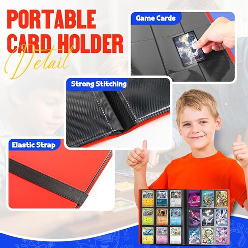 Card Binder 9-Pockets, Trading Card Binder, 20 Pages, 360 Card Capacity Collection Binder, Card Folder for MTG, TCG, Game Cards & Sports Cards（Red） in Kuwait