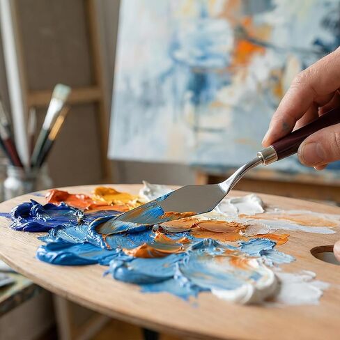 مجموعة سكاكين لوحة من الفولاذ المقاوم للصدأ مكونة من 5 قطع للرسم الزيتي والأكريليك والألوان المائية وتزيين الكيك - أدوات فنية ومزج لإنشاء الملمس in Kuwait