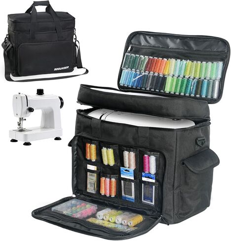 حقيبة ماكينة الخياطة، حقيبة حمل ماكينة الخياطة مكونة من طبقتين مع حزام كتف قابل للتعديل - حقيبة ماكينة الخياطة لمعظم الماكينات والملحقات القياسية in Kuwait