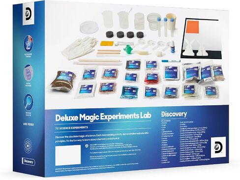 Discovery™ Magic Science Lab – 72 تجربة في مجالات العلوم والتكنولوجيا والهندسة والرياضيات للأطفال| ردود أفعال، أوهام، بلورات، سلايم، خدع ضوئية| مجموعة مشروع الكيمياء DIY| لعبة تعليمية تعليمية| مجموعة أنشطة الفيزياء للأعمار من 8 سنوات فما فوق in Kuwait