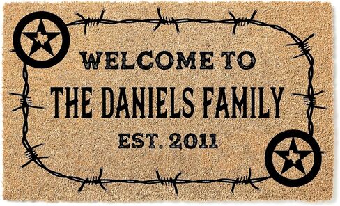 Custom Door Mat - Welcome to Our Home Personalized Wedding or Newlywed Gift Housewarming Present with Last Name Family 4598 in Saudi Arabia