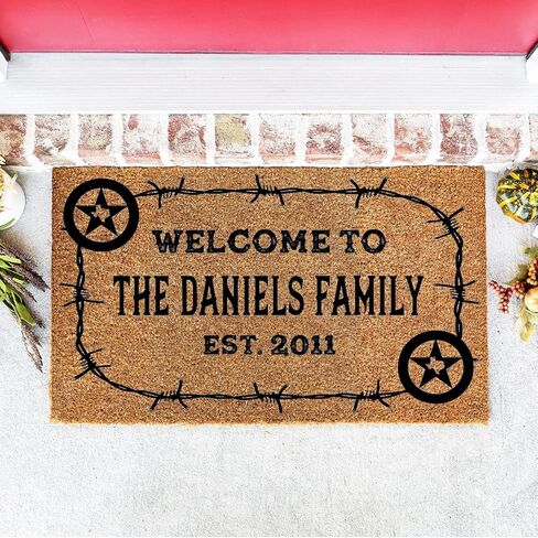 Custom Door Mat - Welcome to Our Home Personalized Wedding or Newlywed Gift Housewarming Present with Last Name Family 4598 in Saudi Arabia