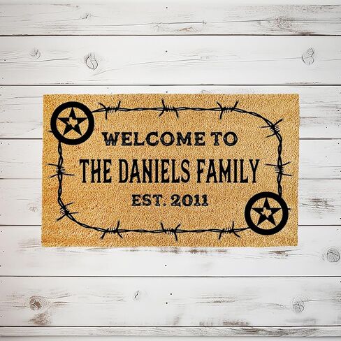 Custom Door Mat - Welcome to Our Home Personalized Wedding or Newlywed Gift Housewarming Present with Last Name Family 4598 in Saudi Arabia