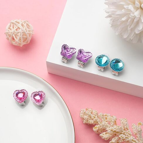 9 Pairs Girls Clip on Earrings, Kids Clip on Earrings for Girls, Cute Toddler Earring Dress up Party Favor, Dangle Stick on Earring for Little Girl Princess Play Jewelry Set in Saudi Arabia