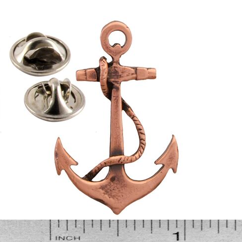 Anchor Pin, Copper Plated, 1.5 Inches, 100% Handmade in the USA, Boating, Sailing, Navy, Realistic, Metal, Lapel, Hat, Brooch, Gift, Jewlery, Over 3100 Unique Designs in Saudi Arabia