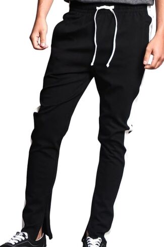Men's Essential Solid and Plaid Stripes Premium Track Pants in Kuwait
