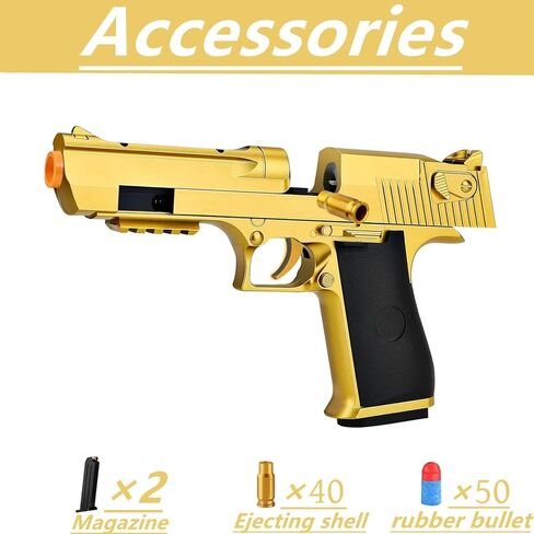 Toy Gun Gold Toy Pistol Shell Ejecting Soft Bullet Gun, Foam Pellet Toy Pistol for Ages 14+ in Saudi Arabia