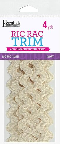 Essentials By Leisure Arts RIC Rac 1/2" 4 Yards Ivory - Rick Rack Trim for Sewing - Wavy RIC Rac Trim for Sewing and Crafts Ribbon Rick Rack in Saudi Arabia