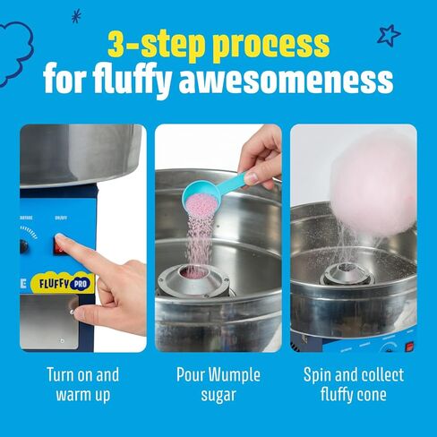 ماكينة حلوى القطن برو، ماكينة كهربائية تجارية مع درج ووعاء كبير من الفولاذ المقاوم للصدأ، مثالية للحفلات والأعمال (أزرق) in Kuwait