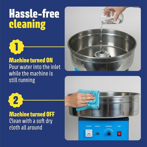 ماكينة حلوى القطن برو، ماكينة كهربائية تجارية مع درج ووعاء كبير من الفولاذ المقاوم للصدأ، مثالية للحفلات والأعمال (أزرق) in Kuwait