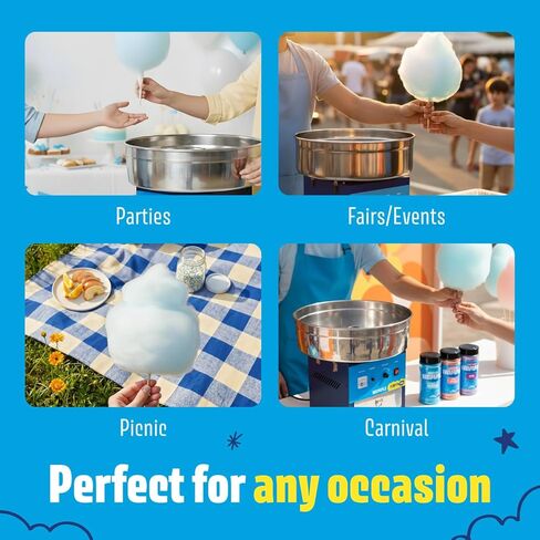 ماكينة حلوى القطن برو، ماكينة كهربائية تجارية مع درج ووعاء كبير من الفولاذ المقاوم للصدأ، مثالية للحفلات والأعمال (أزرق) in Kuwait