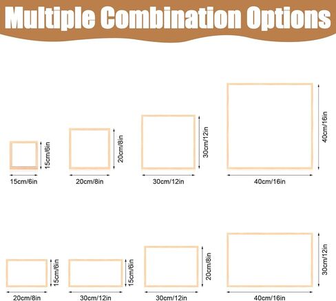 16Pcs Stretcher Bars for Needlework 4 Sizes Wooden Canvas Splicing Needlepoint Stretcher Bars with 2 Embroidery Cloths 100 Tacks Wrench 24 Threads for Needlework Embroidery Stitch Frame Set in Kuwait