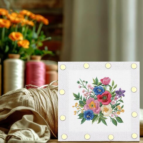 16Pcs Stretcher Bars for Needlework 4 Sizes Wooden Canvas Splicing Needlepoint Stretcher Bars with 2 Embroidery Cloths 100 Tacks Wrench 24 Threads for Needlework Embroidery Stitch Frame Set in Kuwait