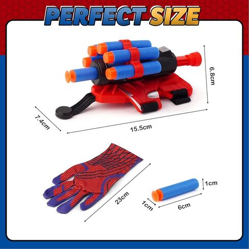 3 Sets Spider Web Shooters Valentines Day for Kids Easter Basket Stuffers Wrist Launcher Toys with Hero Gloves Auto Resetting Boards Spider Cape and Mask Cosplay Costume for Kids Birthday Party in Saudi Arabia