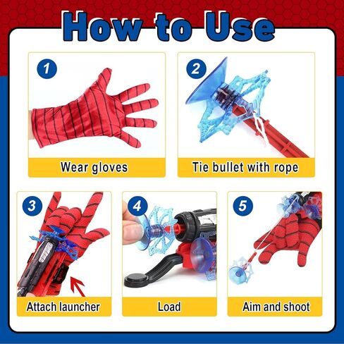 3 Sets Spider Web Shooters Valentines Day for Kids Easter Basket Stuffers Wrist Launcher Toys with Hero Gloves Auto Resetting Boards Spider Cape and Mask Cosplay Costume for Kids Birthday Party in Saudi Arabia