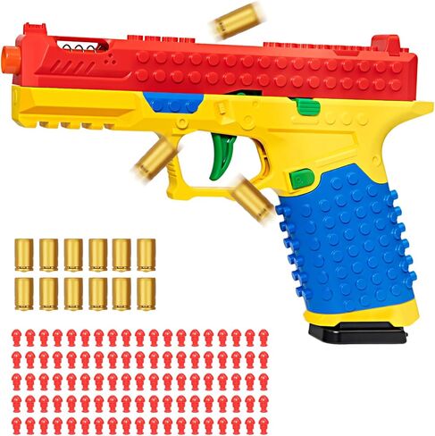 Building Block Toy Gun Pistol, Automatic Shell Ejecting Toy Gun, DIY Mini Blaster Fidget Gun Shooting Games Education Model Fake Gun Gifts for Halloween Christmas Birthdays in Saudi Arabia
