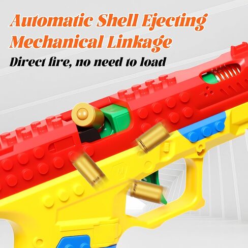 Building Block Toy Gun Pistol, Automatic Shell Ejecting Toy Gun, DIY Mini Blaster Fidget Gun Shooting Games Education Model Fake Gun Gifts for Halloween Christmas Birthdays in Saudi Arabia