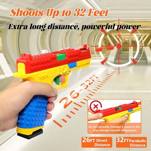 Building Block Toy Gun Pistol, Automatic Shell Ejecting Toy Gun, DIY Mini Blaster Fidget Gun Shooting Games Education Model Fake Gun Gifts for Halloween Christmas Birthdays in Saudi Arabia