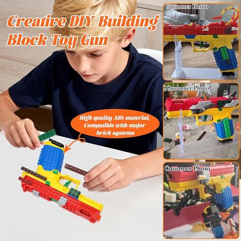 Building Block Toy Gun Pistol, Automatic Shell Ejecting Toy Gun, DIY Mini Blaster Fidget Gun Shooting Games Education Model Fake Gun Gifts for Halloween Christmas Birthdays in Saudi Arabia