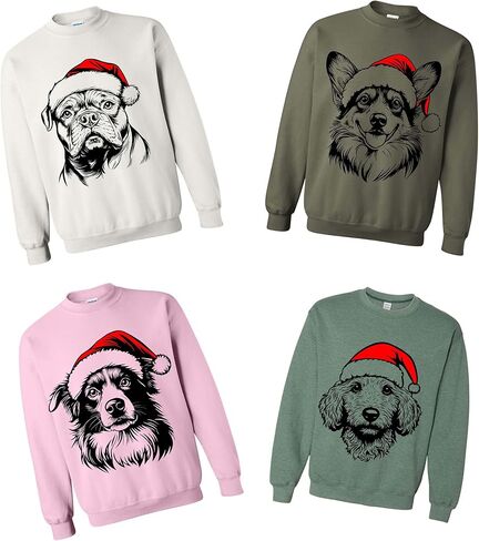 Custom Dog Christmas Sweatshirt with Name Personalized Pet Santa Hat Sweatshirt for Dog Mom Pet Lovers Heather Dark Green in Saudi Arabia