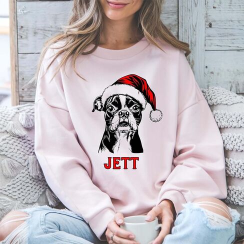 Custom Dog Christmas Sweatshirt with Name Personalized Pet Santa Hat Sweatshirt for Dog Mom Pet Lovers Heather Dark Green in Saudi Arabia