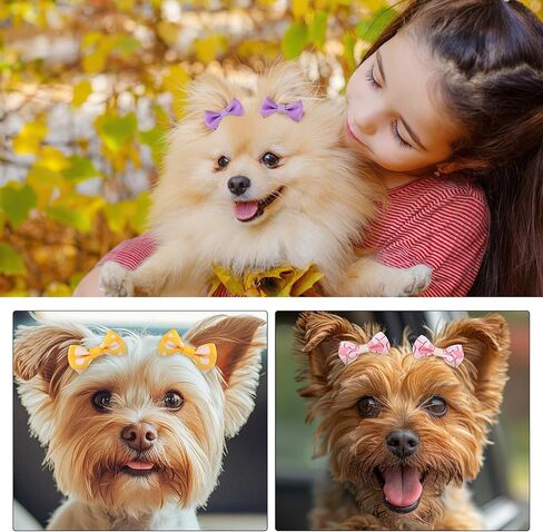 60 قطعة من فيونكات شعر الكلاب الصغيرة مع مشابك معدنية، مشبك شعر للكلاب مقاس 1.5 بوصة لتصفيف الحيوانات الأليفة in Kuwait