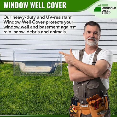 Atrium Basement Window Well Covers Outside Protection 44"L x 18"W x 12"H Made in USA - Easy Installation Clear Polycarbonate Egress Window Well Cover, UV Resistant with Rust-Free Aluminum Bracing in Saudi Arabia