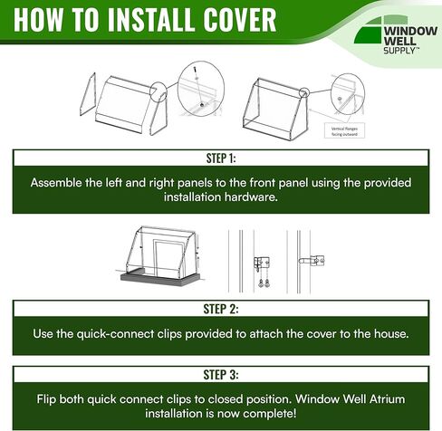Atrium Basement Window Well Covers Outside Protection 44"L x 18"W x 12"H Made in USA - Easy Installation Clear Polycarbonate Egress Window Well Cover, UV Resistant with Rust-Free Aluminum Bracing in Saudi Arabia