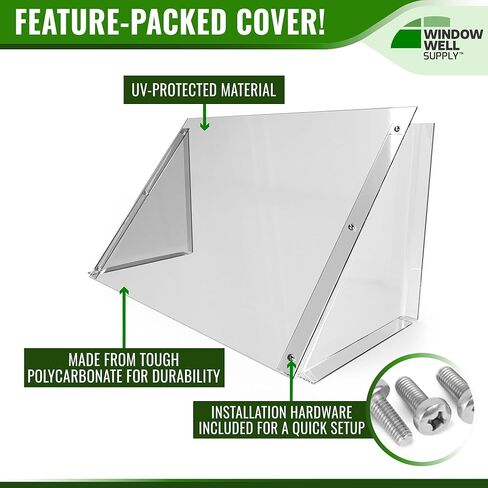 Atrium Basement Window Well Covers Outside Protection 44"L x 18"W x 12"H Made in USA - Easy Installation Clear Polycarbonate Egress Window Well Cover, UV Resistant with Rust-Free Aluminum Bracing in Saudi Arabia