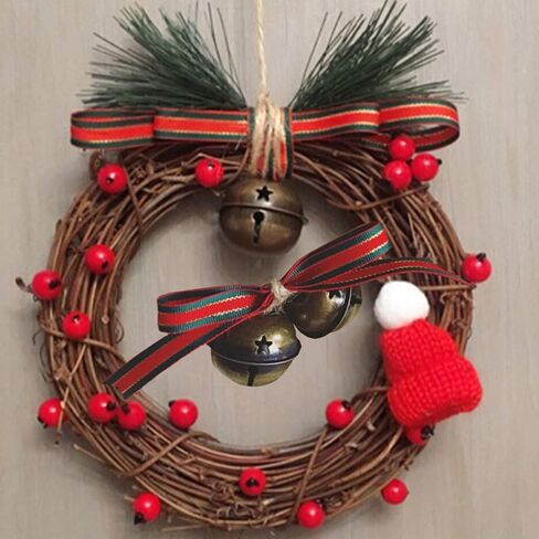 15 PCS Bronze Jingle Bells 1.34 Inches Star with Snowflakes Design Small Elliptical Antique Brass Bell for Crafts Christmas Halloween Festival Decor in Saudi Arabia