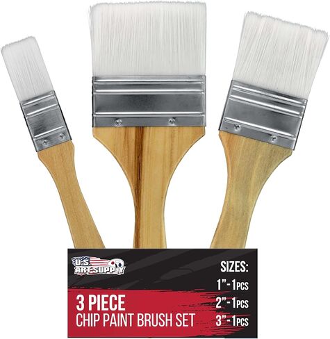 U.S. Art Supply 3 Pack of Variety Size Synthetic Bristle Paint, Chip and Utility Paint Brushes for Paint, Stains, Varnishes, Glues, and Gesso in Kuwait
