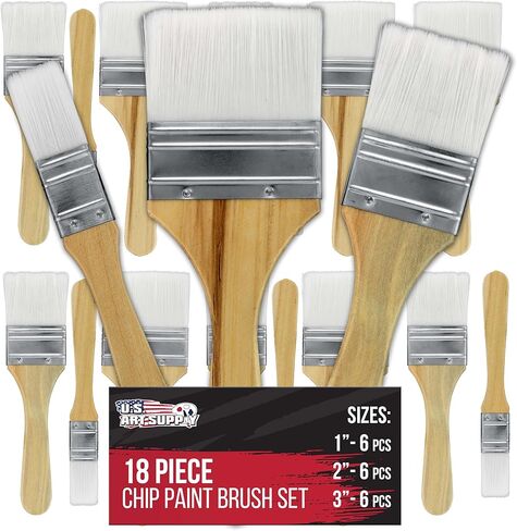 U.S. Art Supply 3 Pack of Variety Size Synthetic Bristle Paint, Chip and Utility Paint Brushes for Paint, Stains, Varnishes, Glues, and Gesso in Kuwait